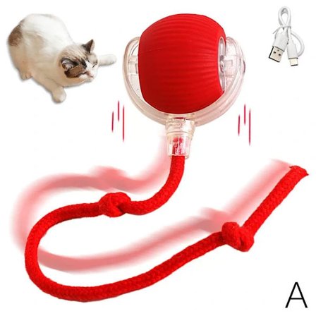 2 pcs 360° Smart Automatic Rolling Pet Ball, Rechargeable Irregular Motion for Cats & Dogs, Red