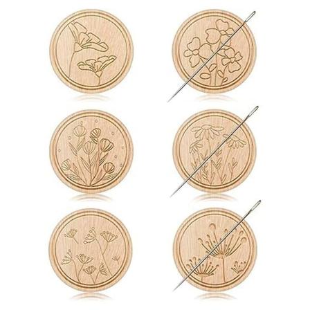 6 stk. Blomstrete nåleholdere, broderi sy nål og pinneholdere for håndverk