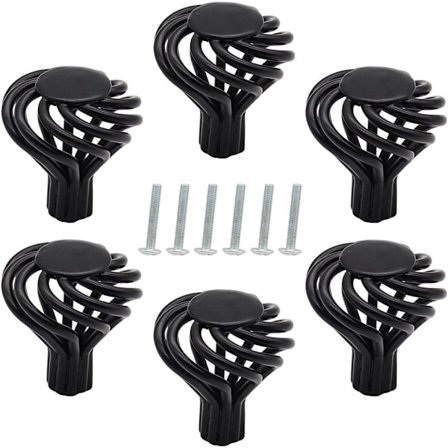 6 stk. skabsknopper, hult spiral skuffegreb vintage fuglebur