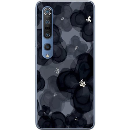 Kompatibelt Mobilskal till Xiaomi Xiaomi Mi 10 Pro 5G Abstrakt mörkt blommönster i svartgrå toner med elegant och dramatisk känsla