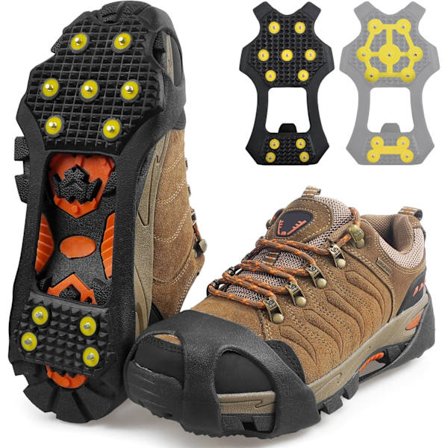 Is- og snekramper til sko og støvler, skridsikre trækkramper med 11 knopper, is- og snegreb over sko til mænd og kvinder, til gåture i sne og is M