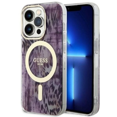 Guess GUHMP14LHLEOPWP iPhone 14 Pro 6,1" pink/pink hardcase Leopard MagSafe