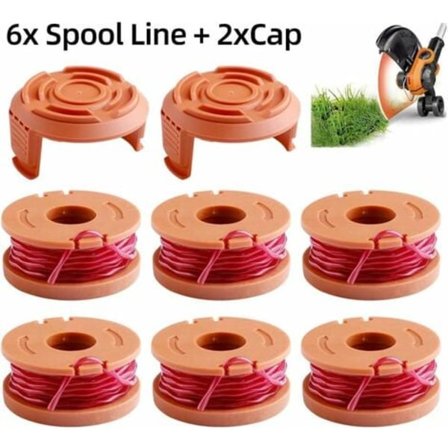 TS-Sæt med 6 trimmertråde WA0004.1 til alle WORX 20 V kanttrimmere (6 x 3 m lange, tråddiameter 1,65 mm) + 2 hætter