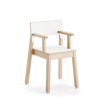 Children's chair LOVE with armrests, H 380 mm, birch, white laminate