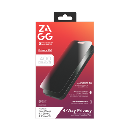 ZAGG InvisibleShield Glass Elite Privacy 360 varten iPhone 15 / 16