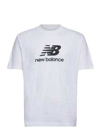 Essentials Stacked Logo Cotton Jersey Short Sleeve T-Shirt T-shirts Short-sleeved Hvit New Balance*Betinget Tilbud
