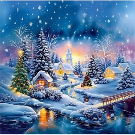 30×30cm Timanttimaalaus Pyöreä Timantti Jouluaihe DIY Askartelusetti - YL-100634