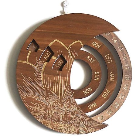 Rund Måne Træ Evig Vægkalender Fødselsdag Påmindelse Hjem Ornament