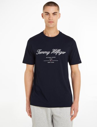 Tommy Hilfiger Script Logo Tee - Navy - S