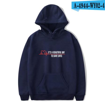 Grey's Anatomy American Drama Intern Hoodie Pullover Grafiskt print Luvtröjor Navy A XS