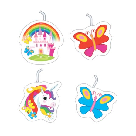 Tårtljus Unicorn Rainbow 4-pack mini - Partyninja.se