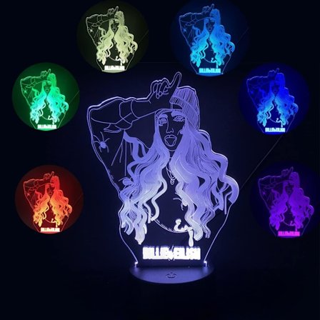 Sööt 3D Yövalot Tytölle Pojalle Syntymäpäivä Joululahjaksi, 7 Väriä Vaihtuva Älykäs Kosketus 3D Visio Työpöytälamppu Yöpöydän Lamppu Laulajan Faneille