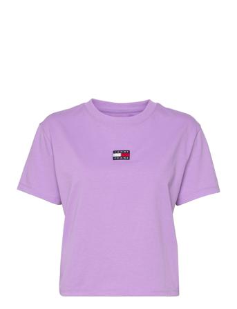 Tjw Tommy Center Badge Tee T-shirt Top Lilla Tommy Jeans