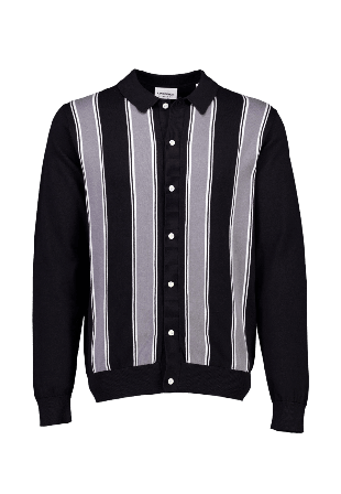Lindbergh Knitted polo cardigan L/S Knit Tröjor Herr Svart XL