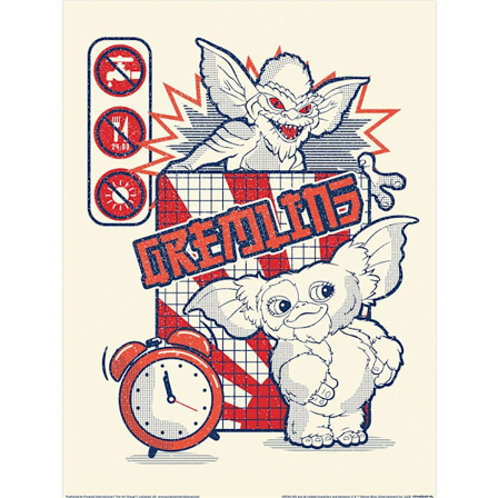 Gremlins regler utskrift 40cm x 30cm kräm/röd/marinblå