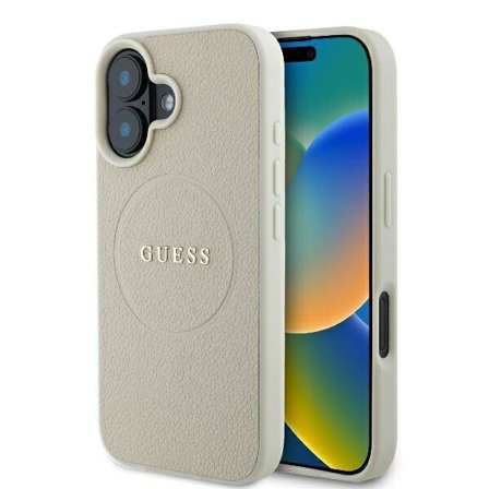 Guess MagSafe-etui med kornet ring for iPhone 16 - beige