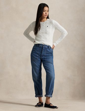 Polo Ralph Lauren Cable-Knit Cotton Crewneck Sweater - White - XL