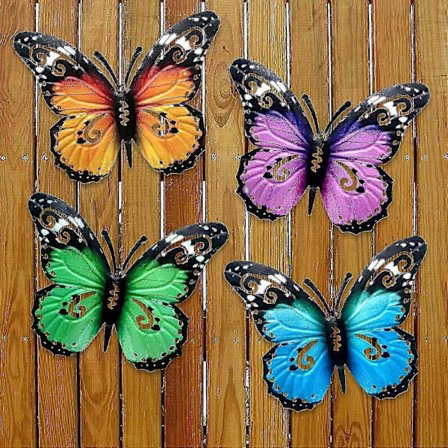 10.6" Metal Sommerfugl Vægdekoration, Sommerfugle Indendørs Udendørs Hængende Vægkunst til Terrasse Have Gård Hegn Hjem Stue