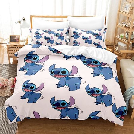 Sti15 Stitch Cover Tryckt Sängkläder Set Påslakan Överkast Örngott Barn Present