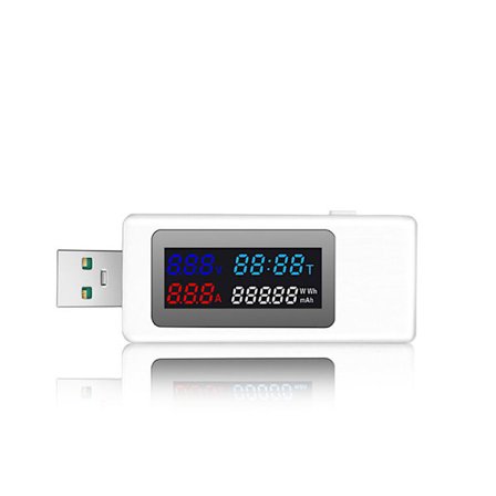 6 i 1 USB-tester DC4-30V IPS Digitalt display spændingseffekt timing kapacitetsmåler strømspændingsdetektor hvid
