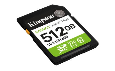 Kingston 512GB SDXC Canvas Select Plus Gen3 150MB/s C10 UHS-I U3 V30