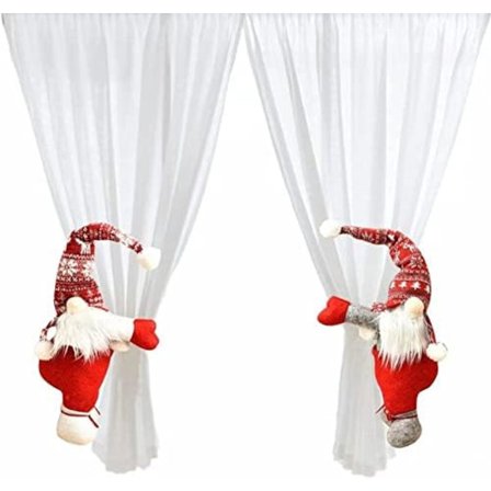 2 julegardinspænder med svensk julemand, gardinbindere, gardinspænde, plysjulemand, gardinholder, gardinbindere