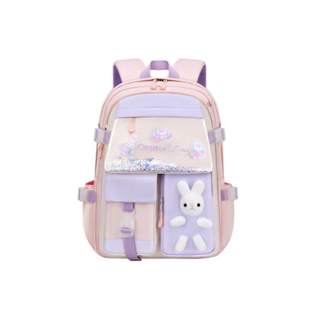 Söta skolväskor för barn Plysch Kanin Paljetter Kvicksand Stor Kapacitet Vattentäta Ryggsäckar~06435
