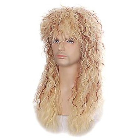 70- och 80-tals Herr Mull-Peruk Halloween Cosplay Lockig Peruk Värmebeständig Syntetisk Peruk Heavy Metal Rock Cosplay Peruk (Brun)