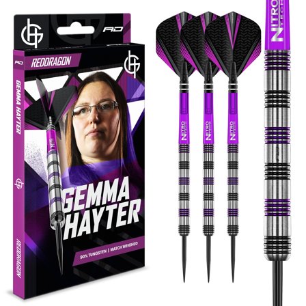 Gemma Hayter 90% Tungsten Signature Darts Steel Tip | Red Dragon Steel Tip Darts 22g | Red Dragon Darts