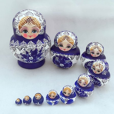 10 stk./sæt russiske nesting dukker Træ håndmalet gave Babushka Matryoshka legetøj_Super gave
