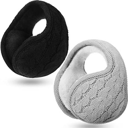 2 stk. sammenklappelige ørevarmere justerbare strikkede ørevarmere med