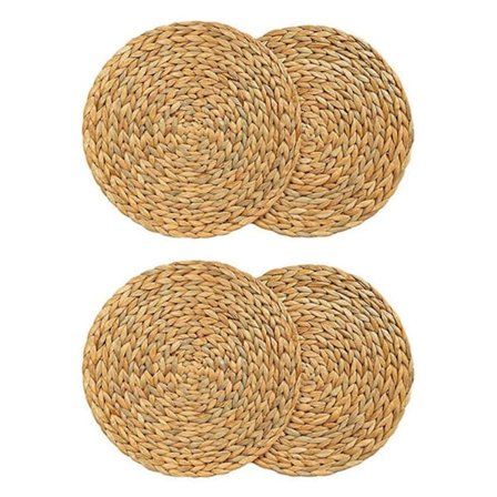 4-pack runda bordstabletter av vattenhyacint, vävda bordsunderlägg av rotting, 38 cm