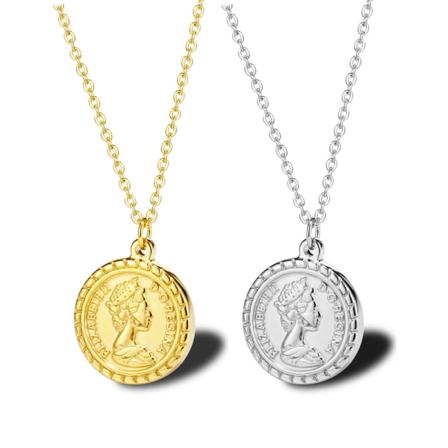 2-pak utskåret gullmynt anheng halskjede for kvinner jente menn