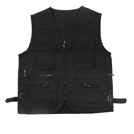 Menn Fiskevest med flere lommer Utendørs Reportervest Utendørs Mennesker Ingen mennesker Konsept Multifunksjonsvest Utendørs Svart XL