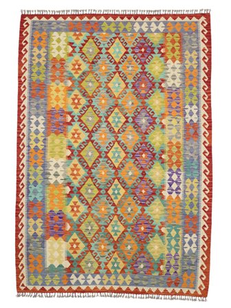 206X294 Dywan Kilim Afgan Old Style Orientalny Pomarańczowy/Ciemnoczerwony (Wełna, Afganistan) Carpetvista