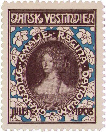 Dansk Vestindien - julmärke 1908 postfrisk