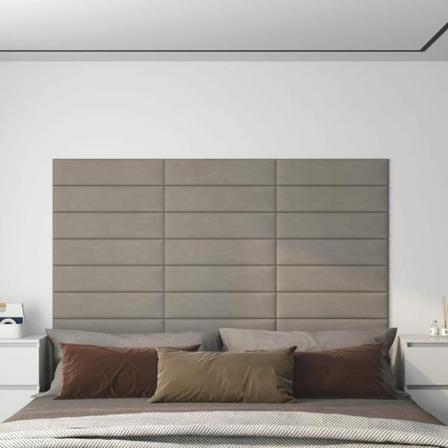 Vidaxl Väggpaneler 12 St Ljusgrå 60x15 Cm Sammet 1,08 M² Grå