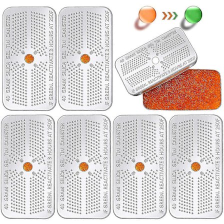 6-pakning 40 gram indikerende silikagel tørkemiddelbeholder avfukter oransje indikerende tørkemiddel gjenbrukbar fuktighetsabsorberende pose for 