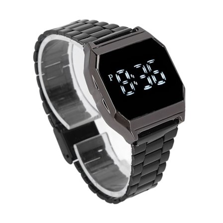 LED Digital Sportsklokke for Studenter Tetragonum Nattlys Lås Alarm Svart