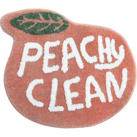 Tflycq Peach baderomstepper og matte Søt tegneserie badematte Barn baderomsdekor Peachy Plysj korallrosa Sklisikker fotmatte Absorberende badekarteppe