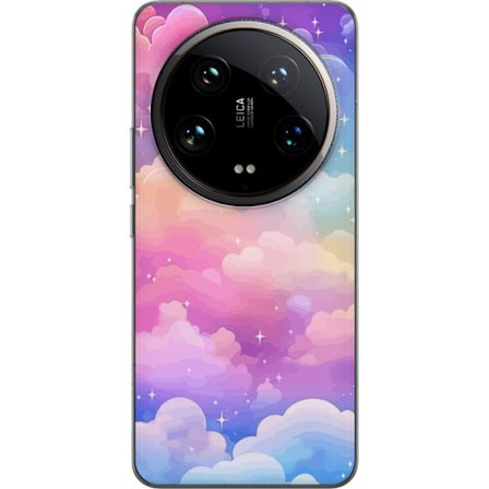 Kompatibelt Mobildeksel til Xiaomi 14 Ultra Søt enhjørning med regnbuefarget hår mot en stjernebelagt pastellbakgrunn i kawaii-stil