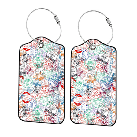 2-pack Bagagetaggar för Resväska, Resestämpel Läder Bagagetaggar med Sekretesskydd Namn ID-etikett Identifierare Resa