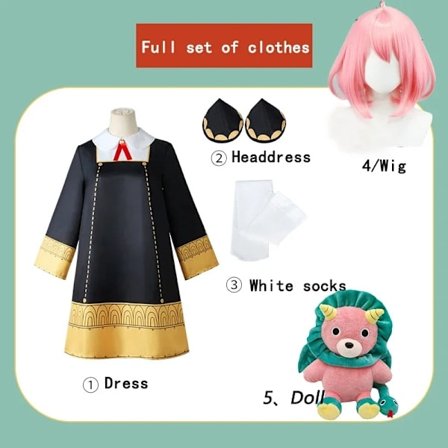 Anya Forger Cosplay Anime SPY X FAMILY Anya Forger Cosplay Kostume Kjole Dukkeparyk Piger Kvinder Uniform Halloween Kostumer M kjole dukke