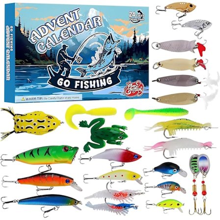 24-dagers fiskesluk adventskalender, jule nedtellingsgave til pappa/bestefar