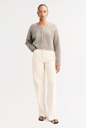 Soft Goat - Short Cardigan - Cashmere cardigan - L - Greige