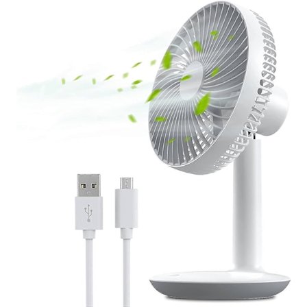 6 tuuman Acsergery pieni USB-pöytätuuletin langaton, 4 nopeutta, 4000 mAh ladattava akku lahjaksi