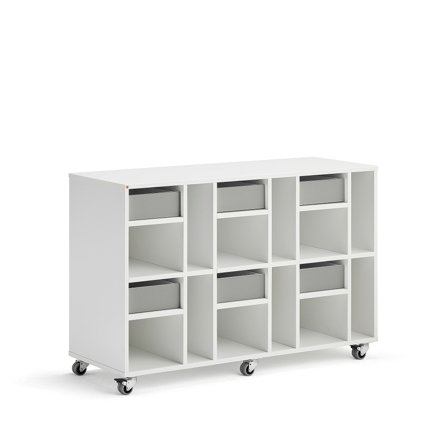 Schüleraufbewahrung CASPER, 6 Schubladen, 12 Fächer, weiß, grau