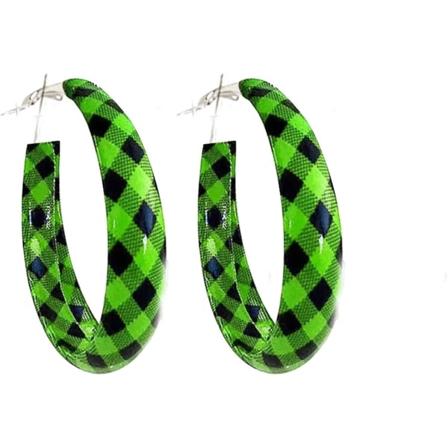 Tekonahkainen Buffalo Red Plaid Big Hoop -korvakorut naisille, tytöille, teini-ikäisille, liioiteltu (FMY)