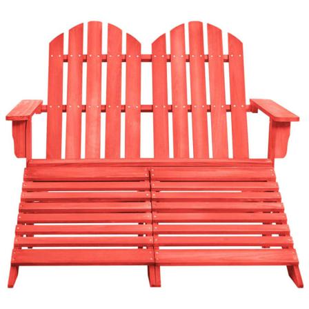 Vidaxl Adirondackstol Med Fotpall 2-sits Röd Granträ Röd