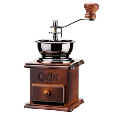 Kaffekvarn Vintage Retro Manuell Handvev Trä Hög
